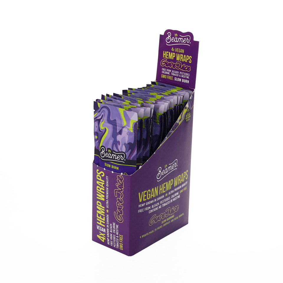 Beamer Vegan Hemp Wraps- Grape Juice 4ct 25pk