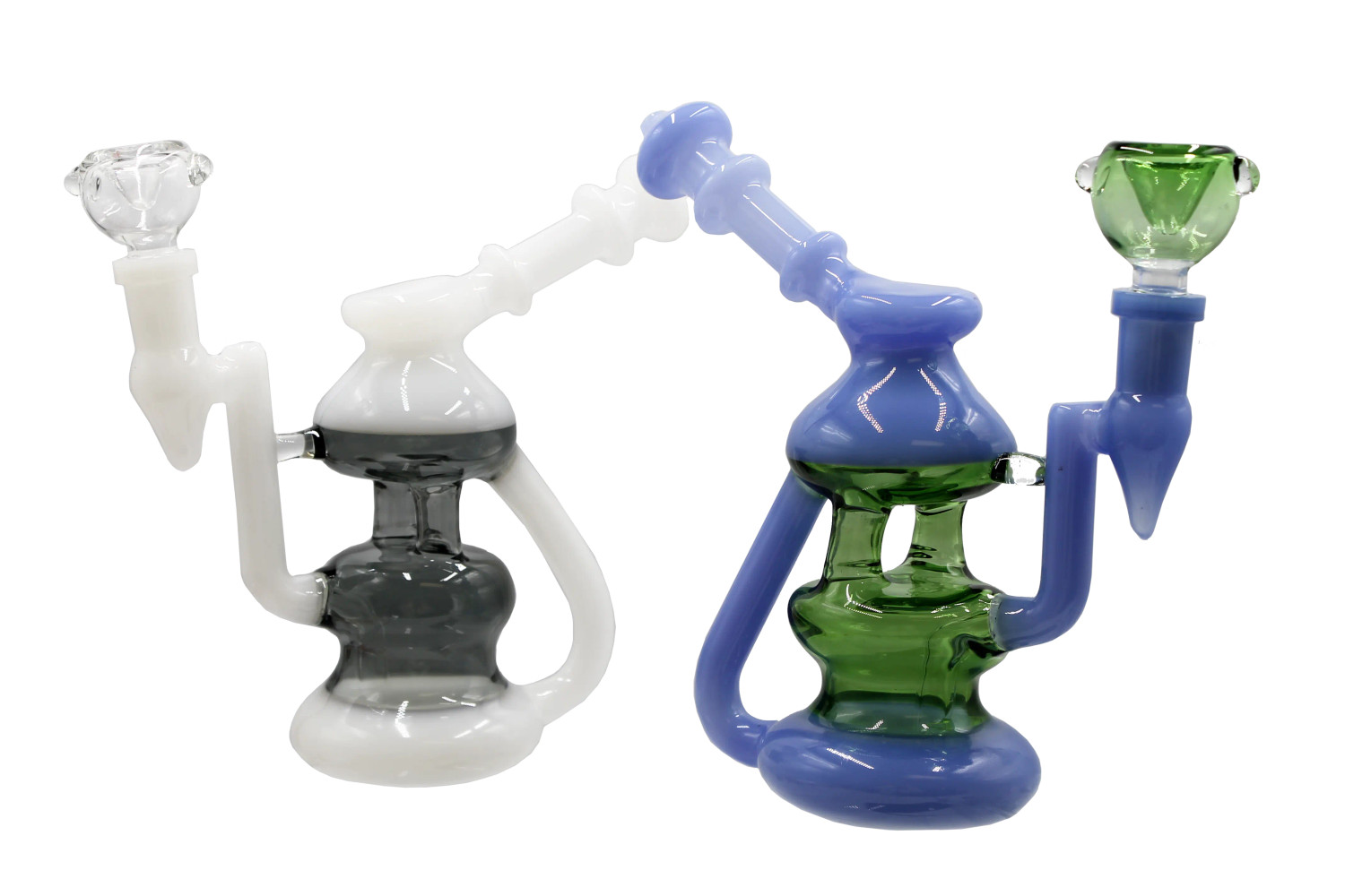8" Stemless Recycler Water Pipe dual post