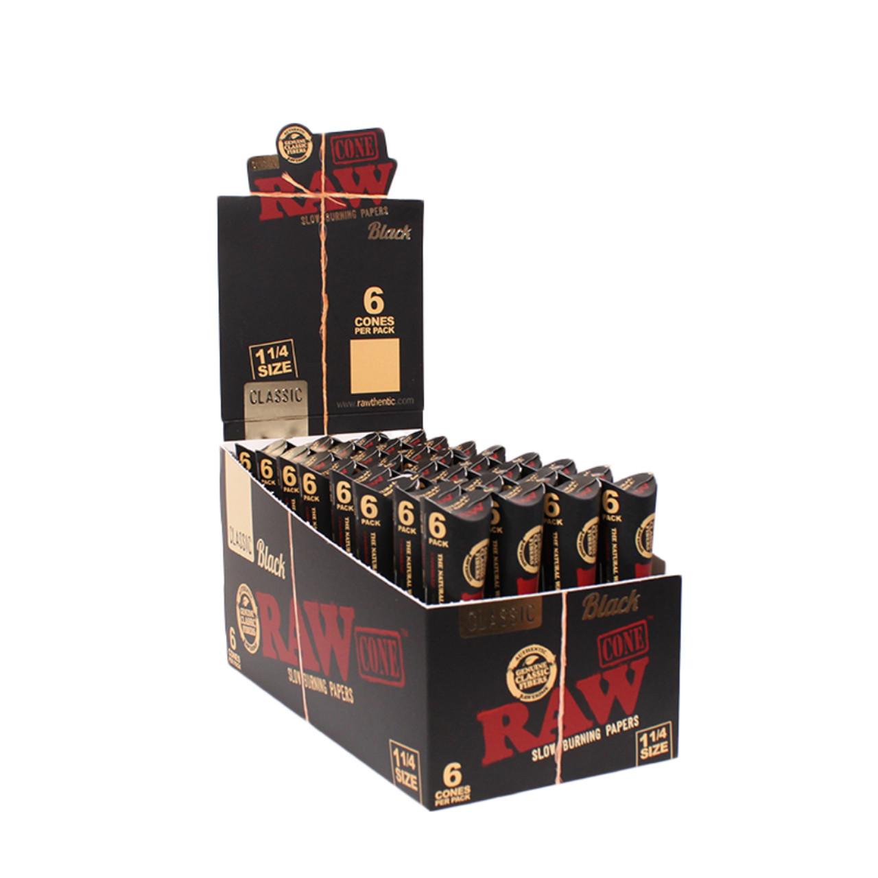 Raw Black Classic 1 1/4 Cones 6ct/32pk