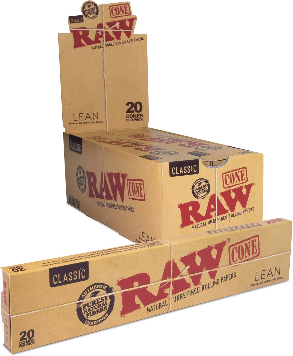 Raw Classic Lean 110mm Cones 20ct/12pk