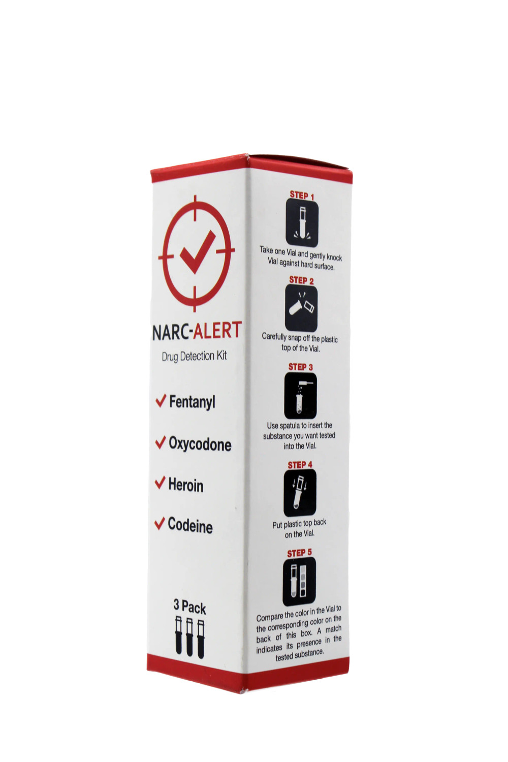 Narc Alert 3pk Drug Detection Kit (Fentanyl, Oxycodone, Heroin, Codeine)