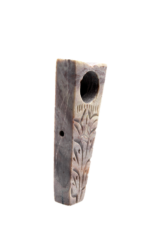 3" Carved Flat Stone Hand Pipe