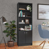 Ember - Wooden Bookcase with 2 Doors - Black