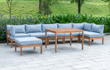 Cali - Wooden Garden Lounge Set with Ottoman - 7 Seats