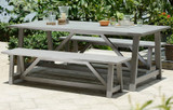Malibu - Greywash Wooden Table & Bench Set