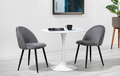 Avery - 80cm Dining Set - Grey Velvet - 2 Seats