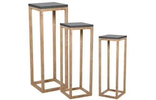 Square concrete and wood plant stands