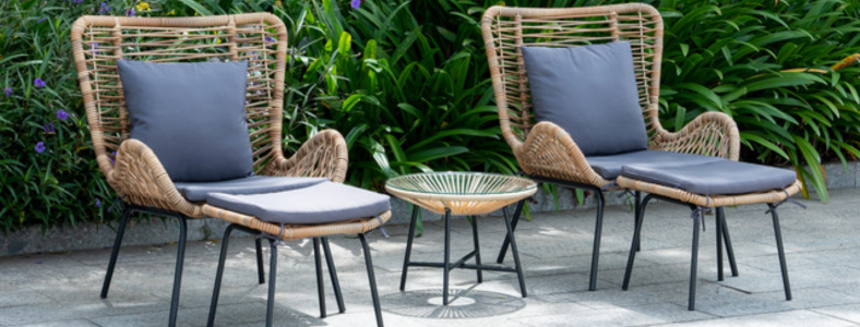 Cebu balcony set with 2 x wicker armchairs and a circular coffee table
