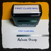 First Class Mail Rubber Stamp Blue Ink large