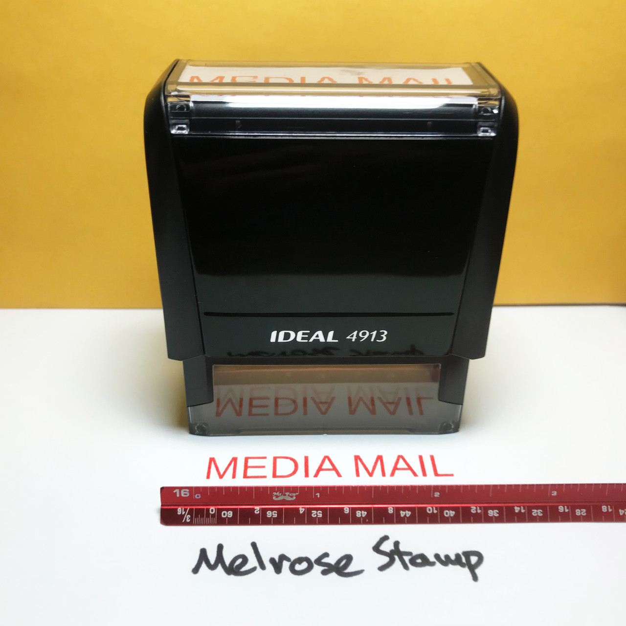 Media Mail Stamp Red Ink Large 1122B