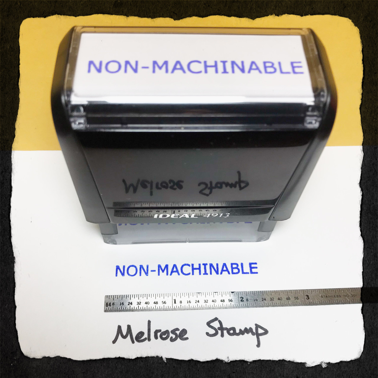 NONMACHINABLE Rubber Stamp for mail use selfinking Melrose Stamp