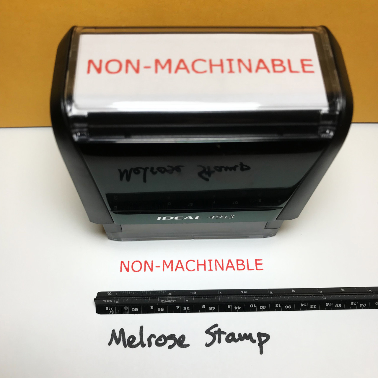 NONMACHINABLE Rubber Stamp for mail use selfinking Melrose Stamp