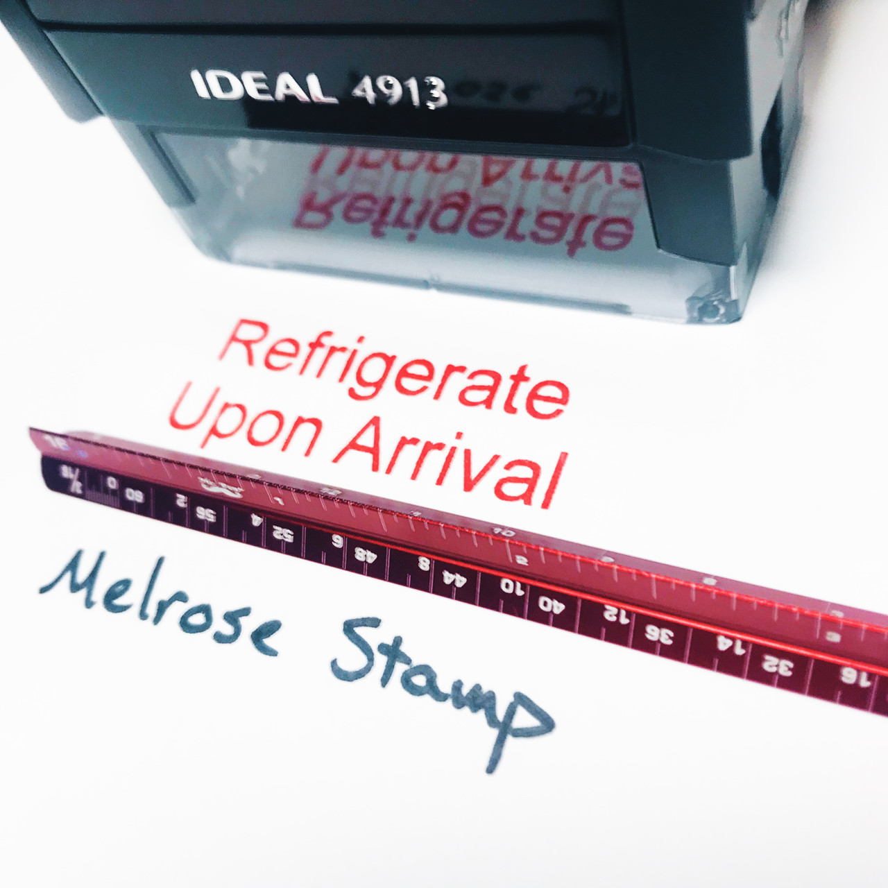 REFRIGERATE UPON ARRIVAL Rubber Stamp for mail use self-inking