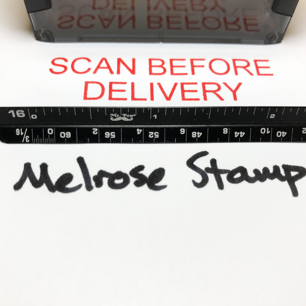 Scan Before Delivery Stamp Red Ink Large 0123C