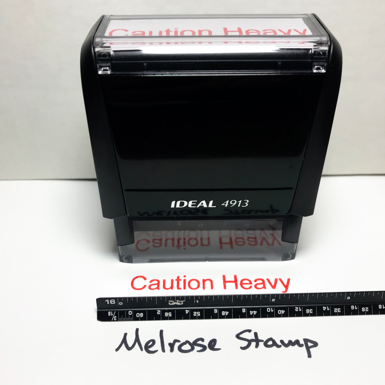 CAUTION HEAVY Rubber Stamp for mail use self-inking