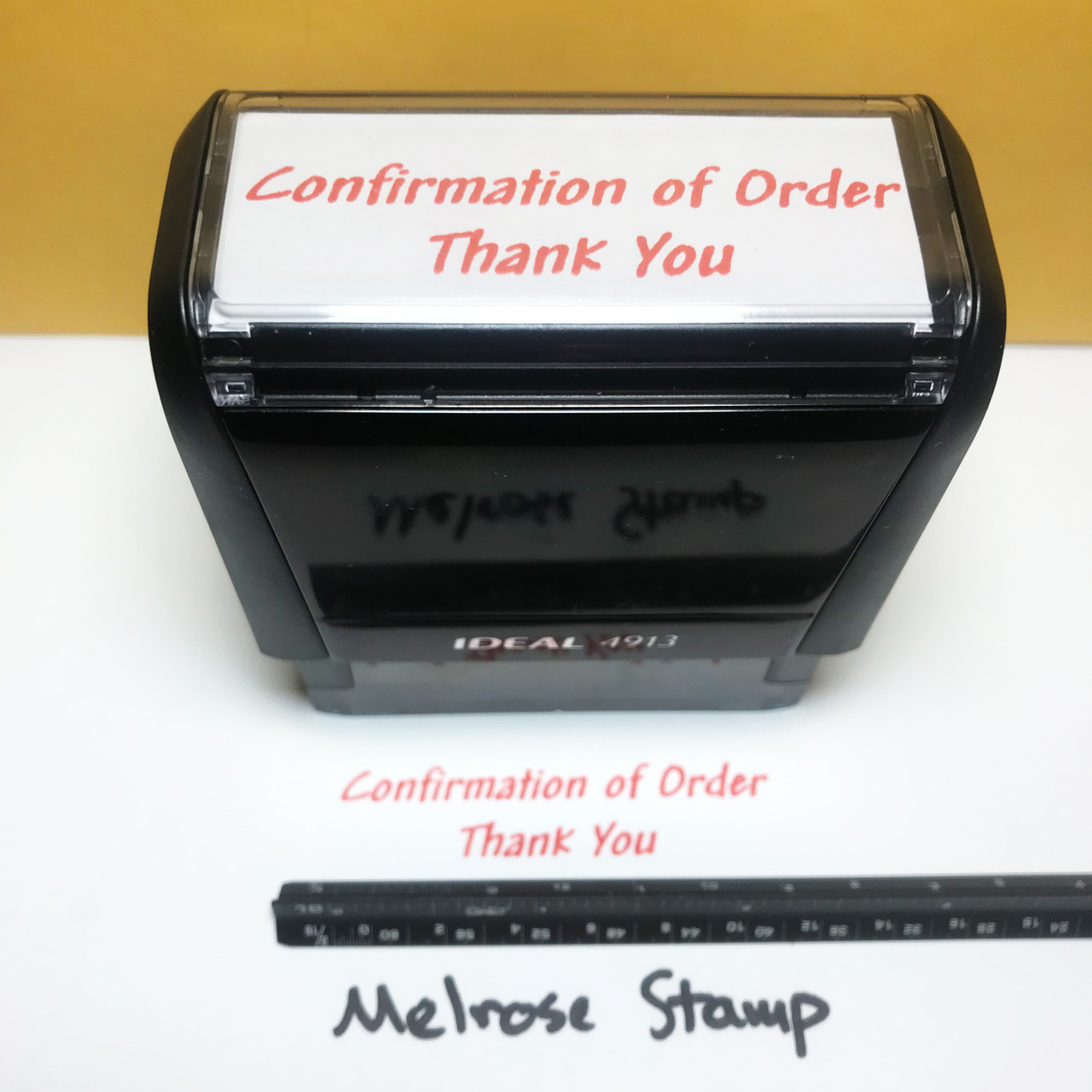 CONFIRMATION OF ORDER THANK YOU Rubber Stamp for office use self-inking -  Melrose Stamp Company