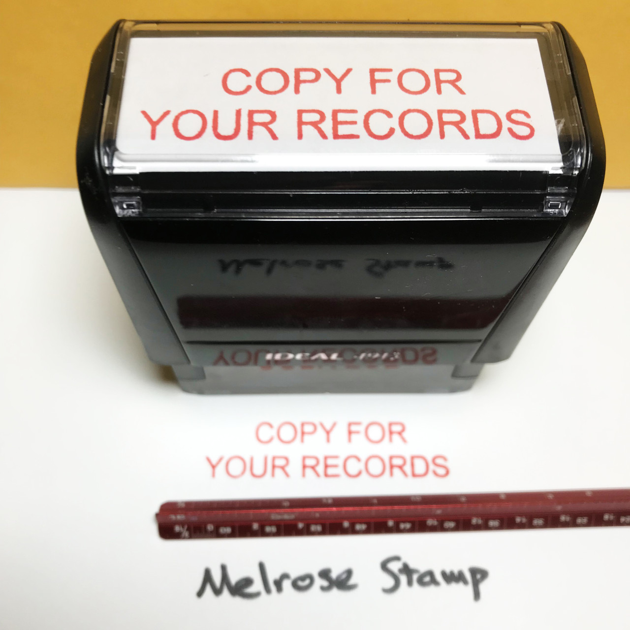 Copy For Your Records Stamp Red Ink Large 0822A