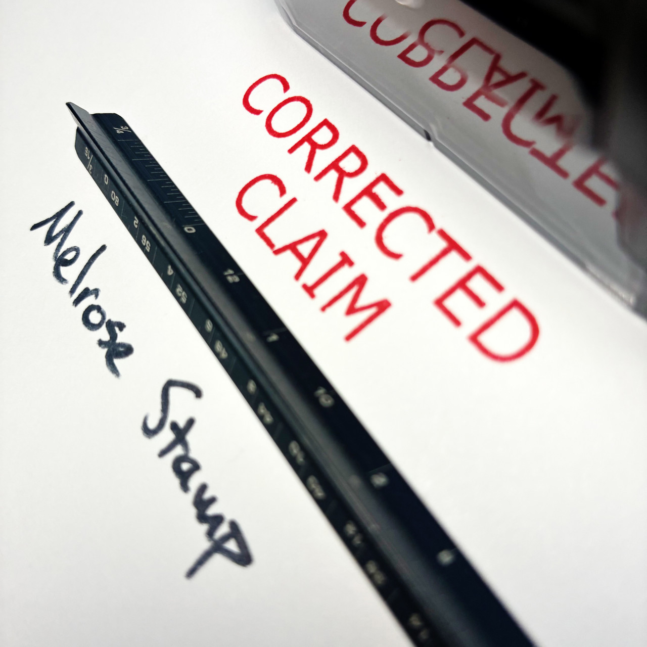 Corrected Claim Stamp Red Ink Large 0725B