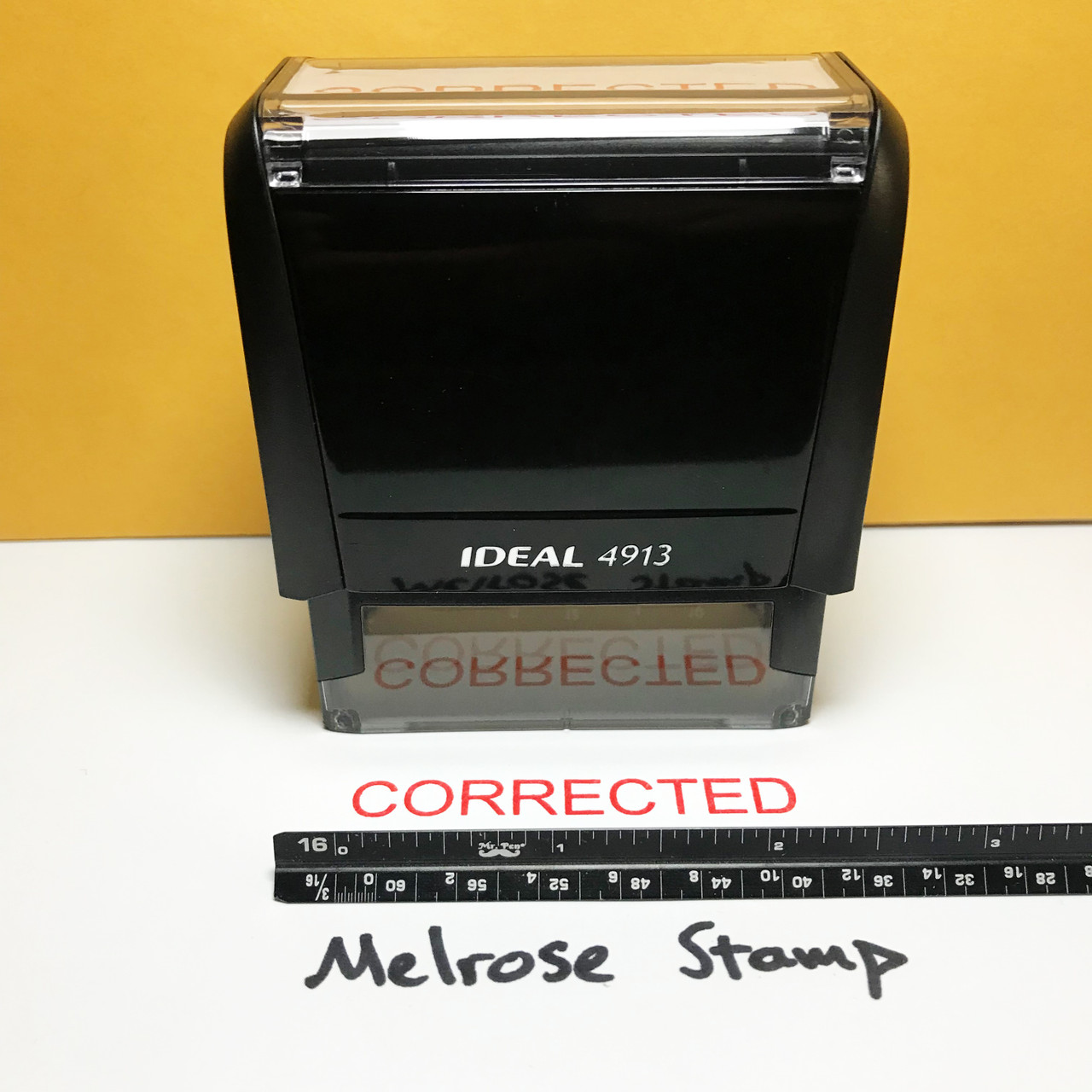 Corrected Rubber Stamp For Office Use Self Inking Melrose Stamp Company