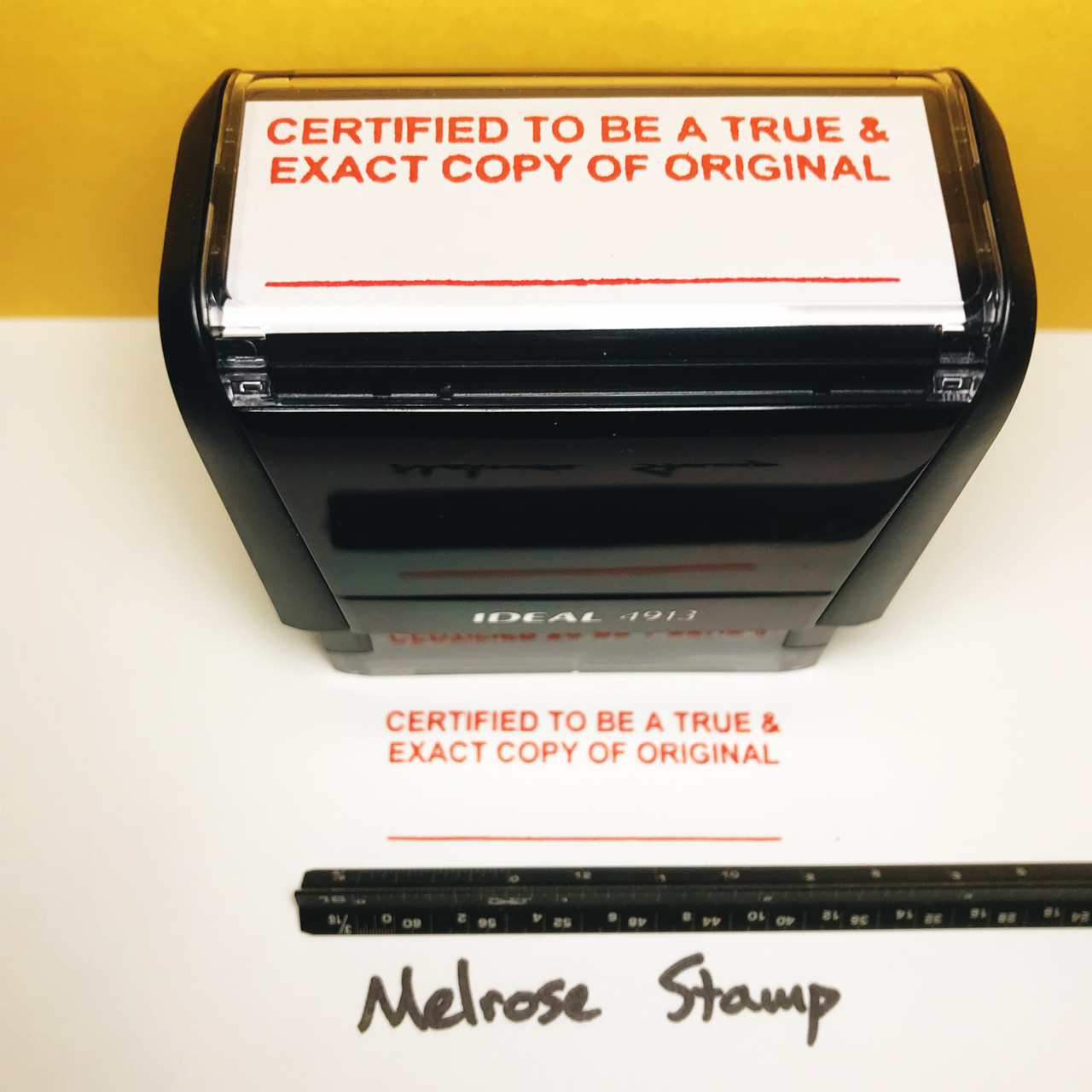 Certified To Be A True and Exact Copy Of The Original Stamp Red Ink Large 0424A