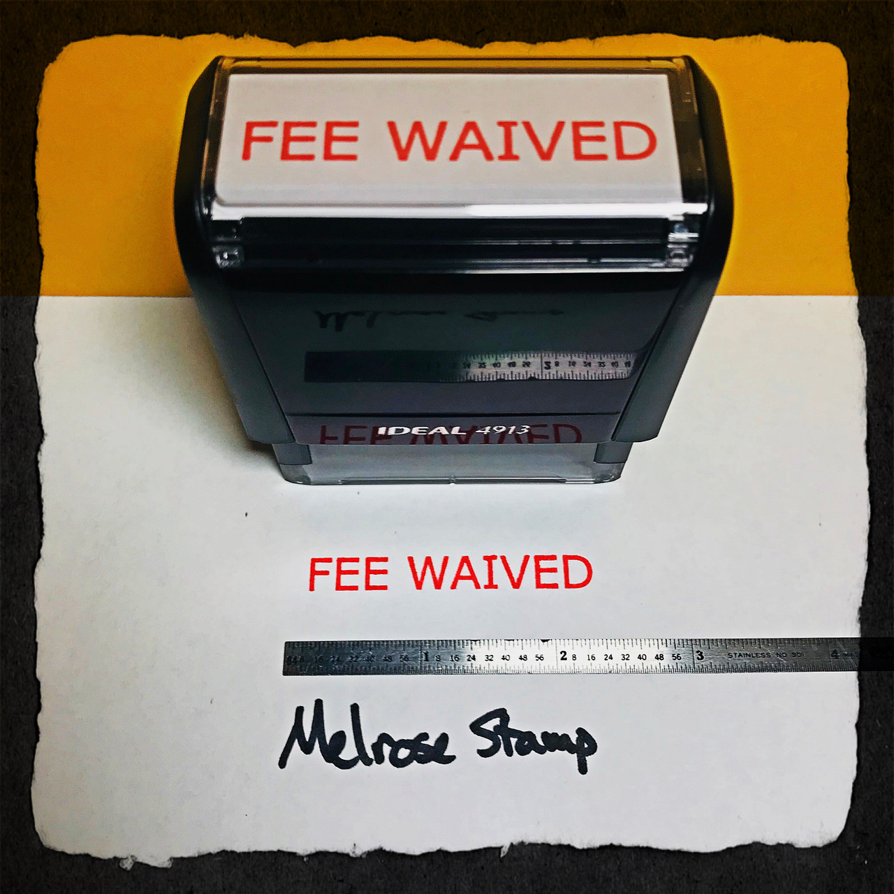 Fee Waived Stamp Red Ink Large