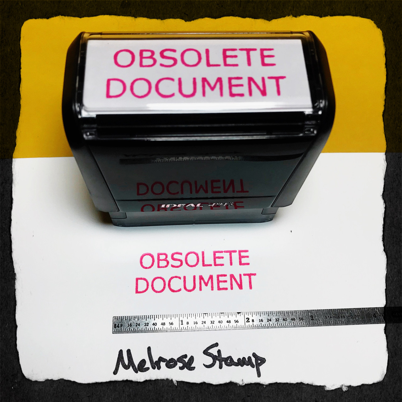 Obsolete Document Stamp Pink Ink Large