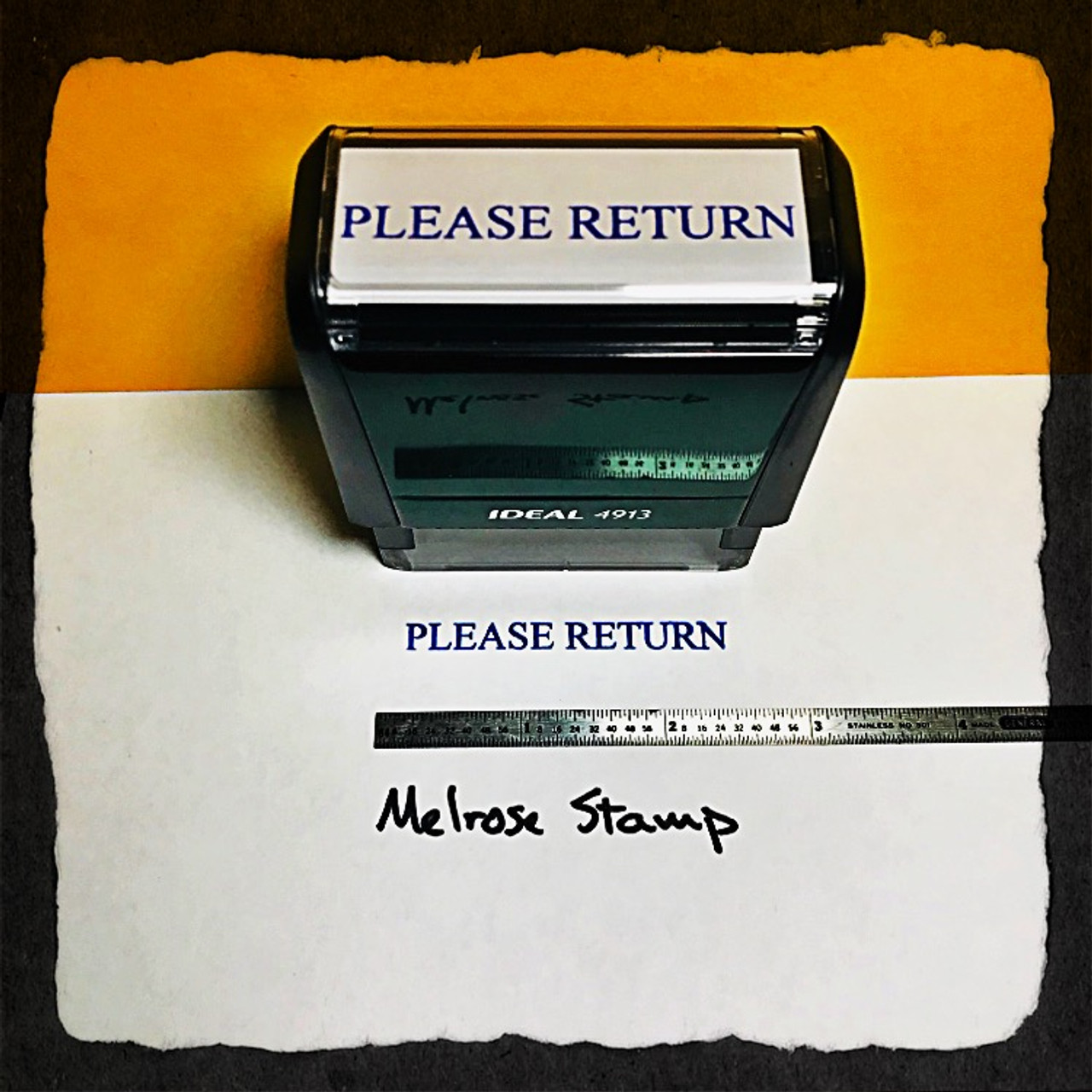 Please Return Stamp Blue Ink large