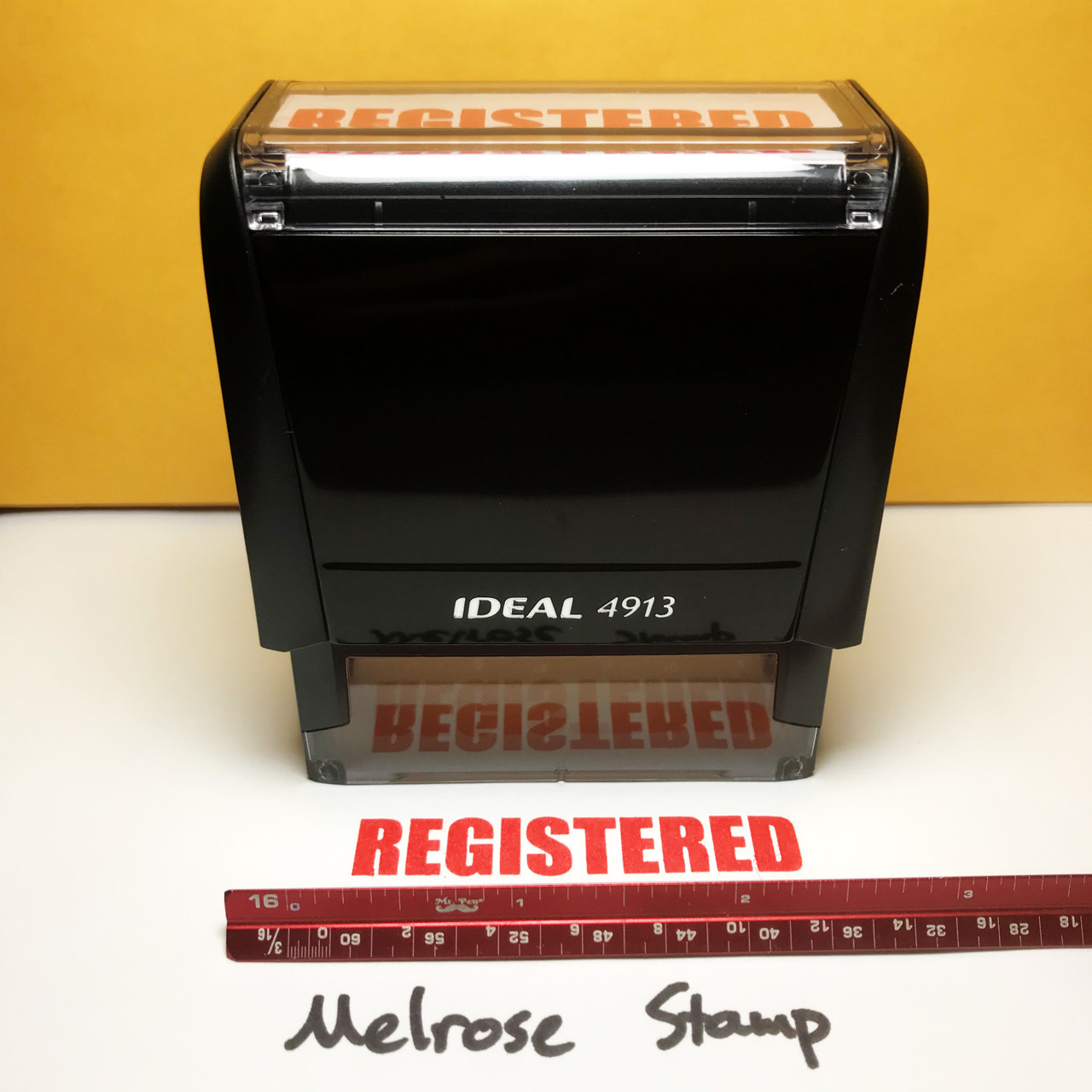 Registered Rubber Stamp Red Ink Large 0124B