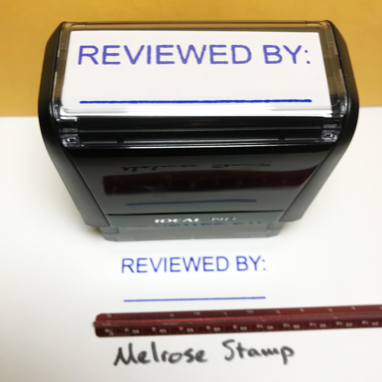 Reviewed By Stamp Blue Ink Large 0822A