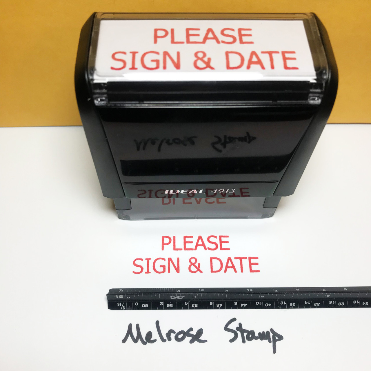 Please Sign and Date Stamp Red Ink Large 0422A