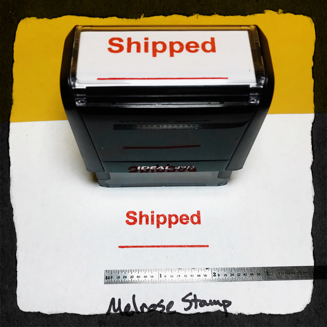 Shipped Rubber Stamp Red Ink Large