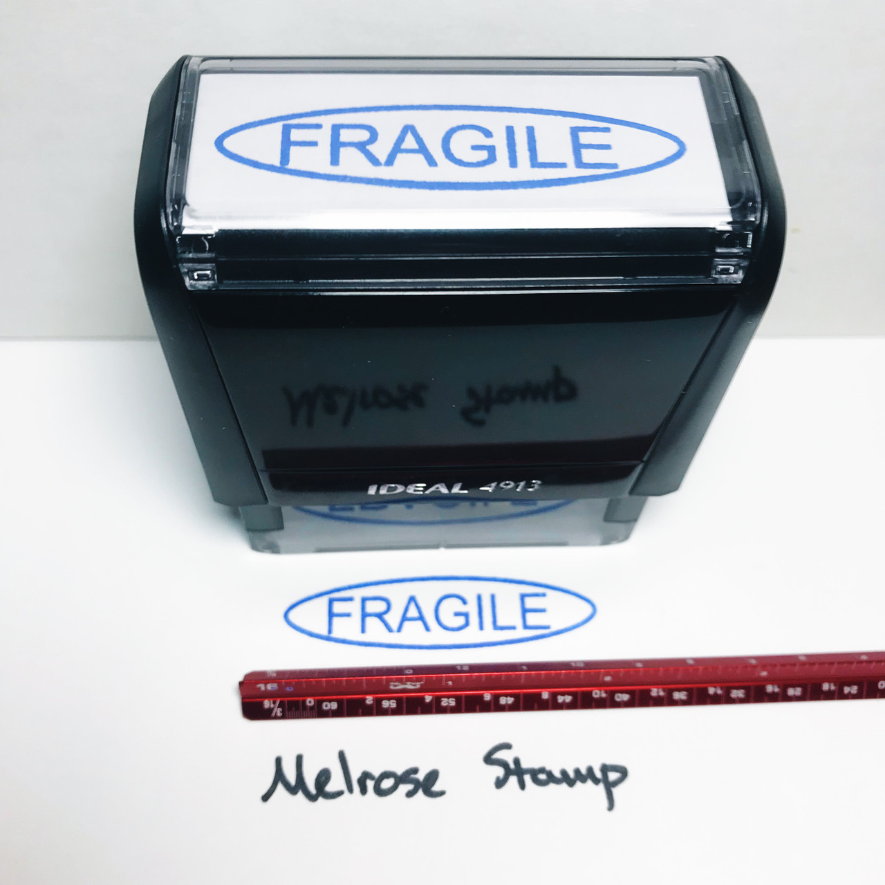 FRAGILE (in oval) Rubber Stamp for mail use self-inking