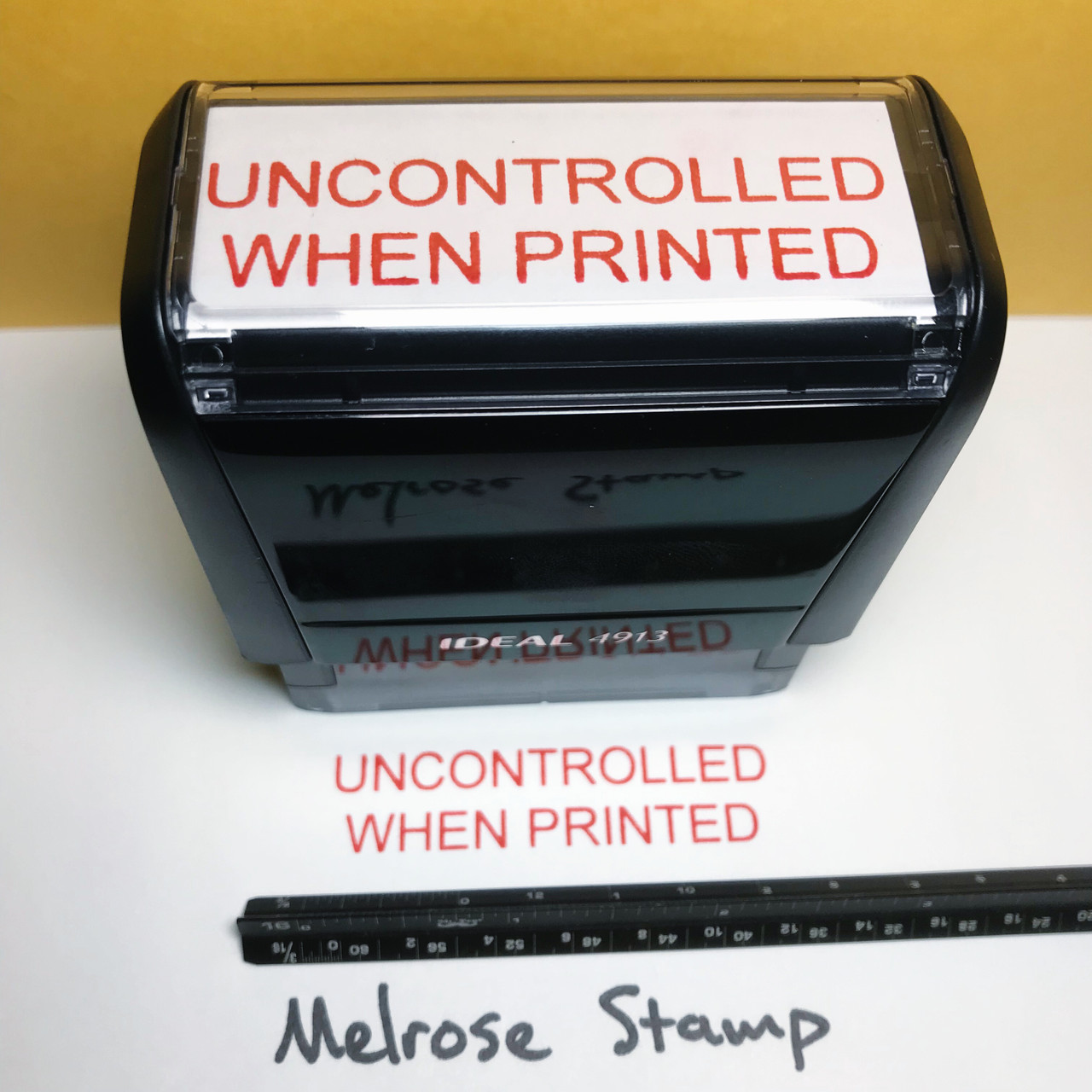 Uncontrolled When Printed Stamp Red Ink Large 0424A