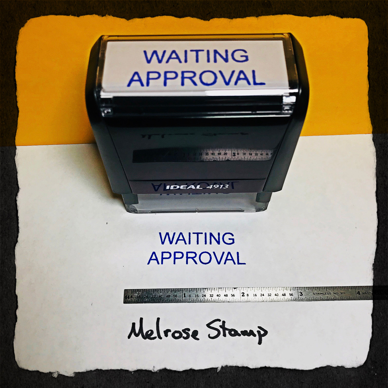 Waiting Approval Stamp Blue Ink Large