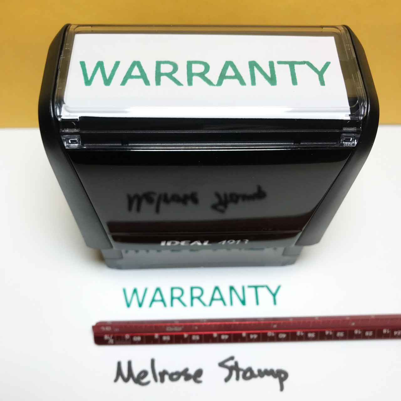 Warranty Stamp Green Ink Large 1222A