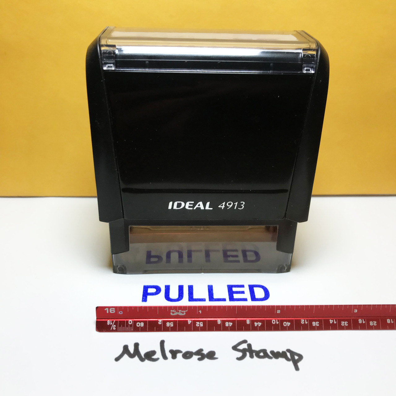 Pulled Rubber Stamp Blue Ink Large 1222B