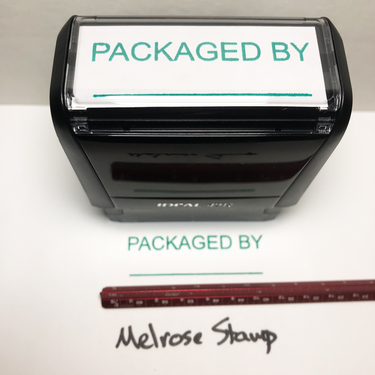 Packaged By Stamp Green Ink Large 0823A