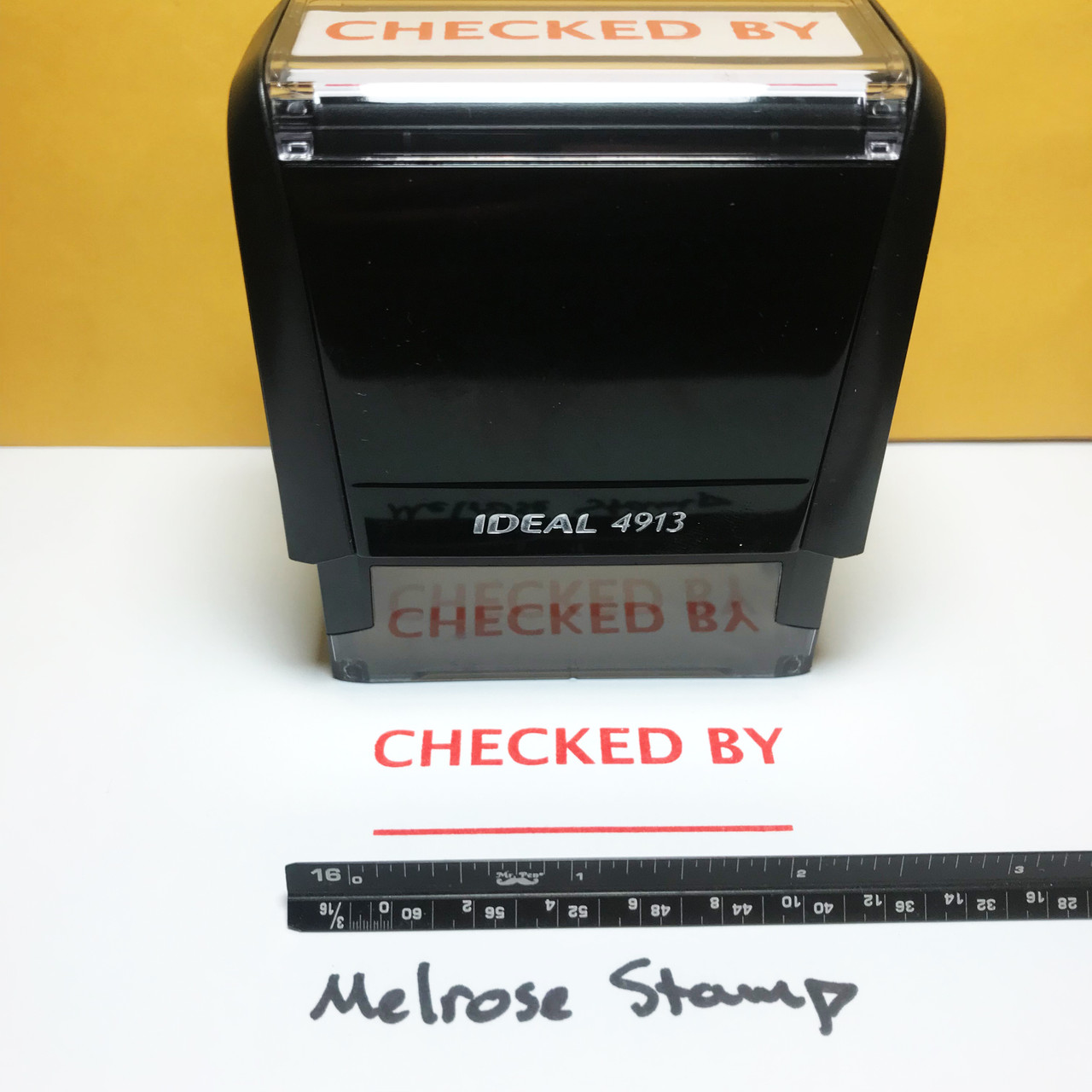 Checked By Stamp Red Ink Large 0123B
