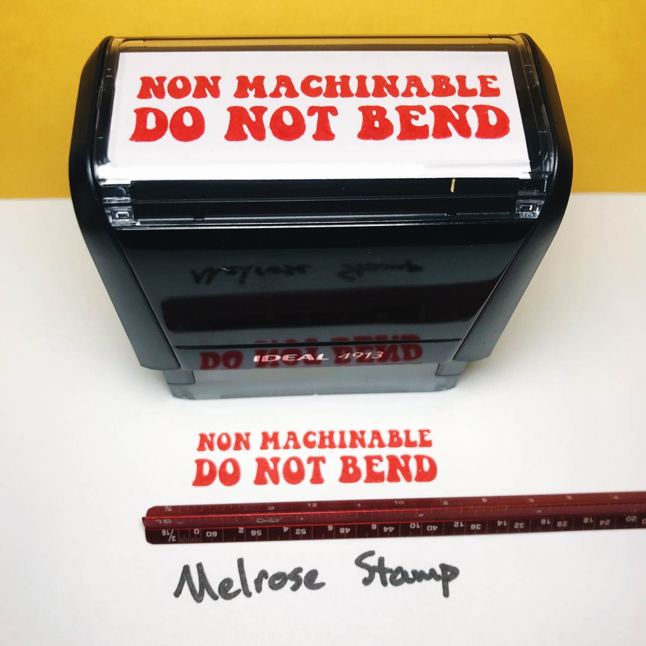NonMachinable Do Not Bend Stamp Red Ink Large 0424A