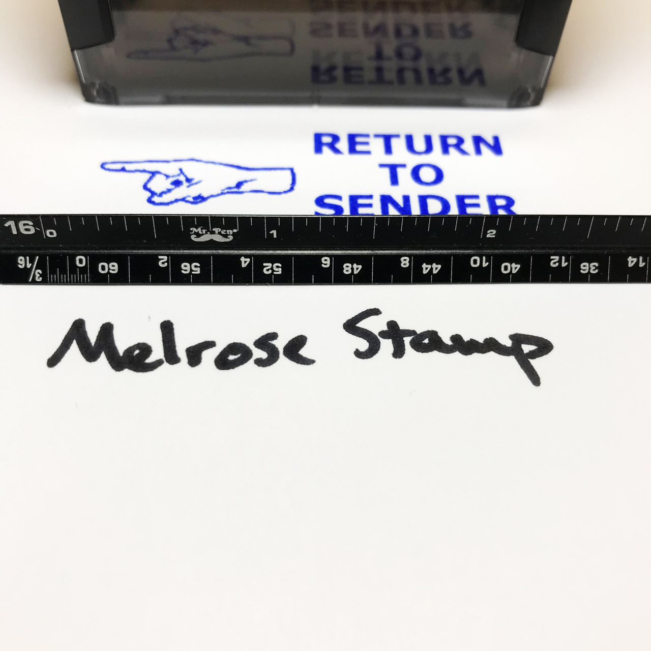 Return To Sender Stamp With Hand Stamp Blue Ink Large 0123C