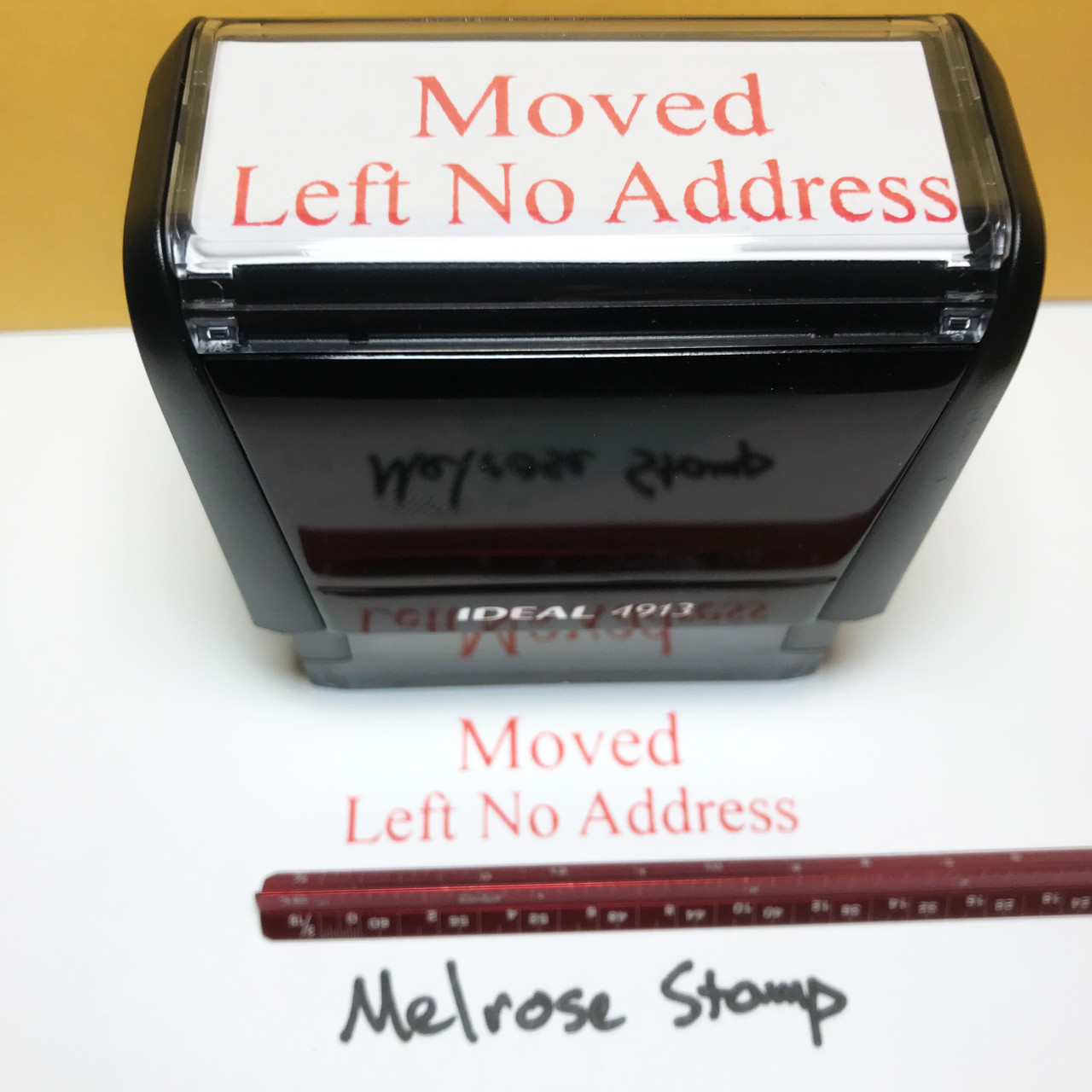Moved Left No Address Stamp Red Ink Large 1222A