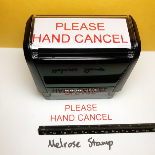 Please Hand Cancel Stamp Red Ink Large 0424A