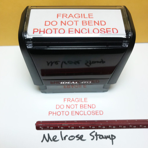 Fragile Do Not Bend Photo Enclosed Stamp Red Ink Large 1222A