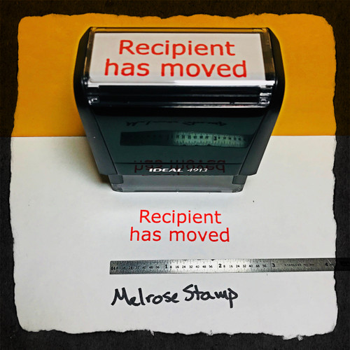 Recipient Has Moved Stamp Red Ink Large