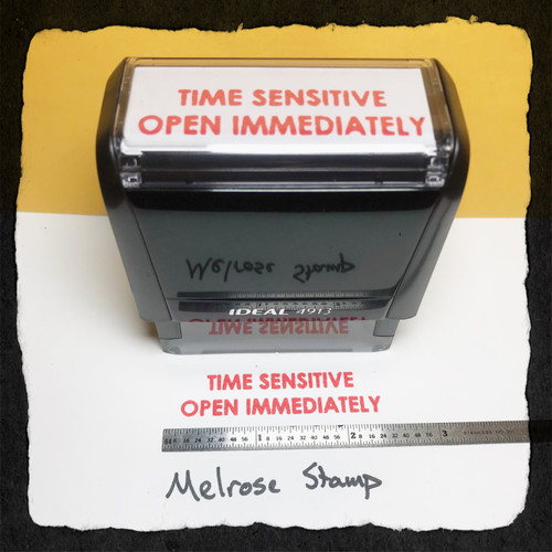 Time Sensitive Open Immediately Stamp Red Ink Large
