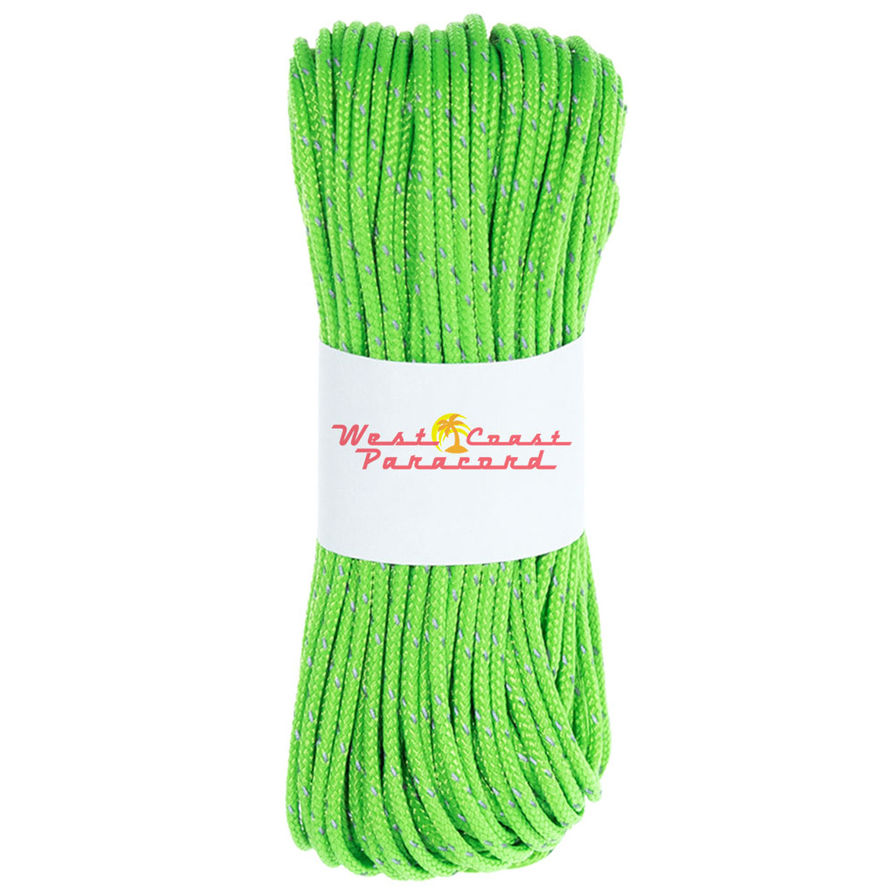 Neon Green Micro Cord with Reflective Tracers - 125 Feet