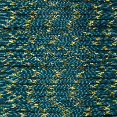 Teal with Gold Metallic X - 550 Paracord