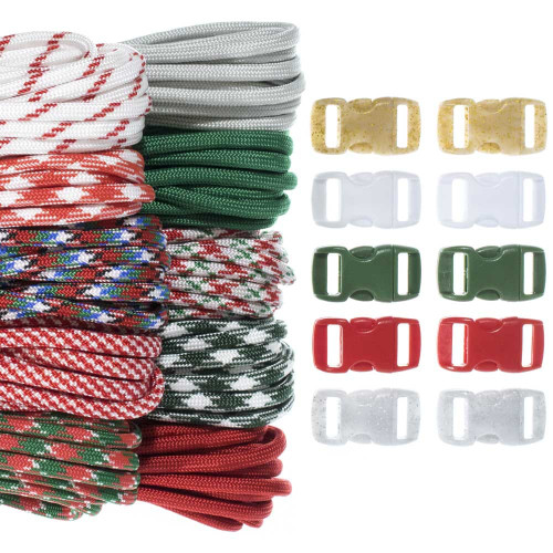 Zesty 550lb Survival Paracord Random Combo Crafting Kits - 50-200 Ft with  Buckle