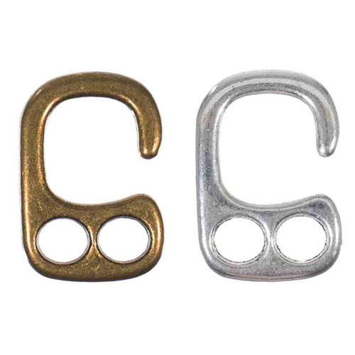 2 Hole Bracelet Hook Clasp -Bronze & Silver