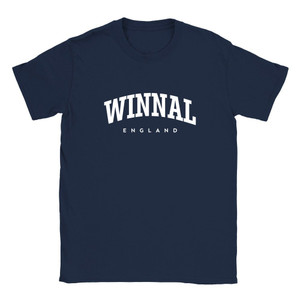 Winnal T Shirt which features white text centered on the chest which says the Village name Winnal in varsity style arched writing with England printed underneath.